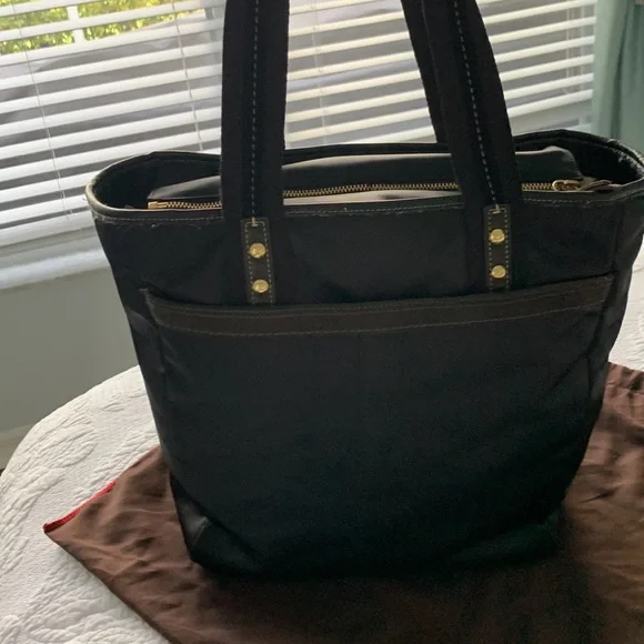 Coach Large tall Stain Black tote bag with suede tassel Front & back compartment - Picture 3 of 6